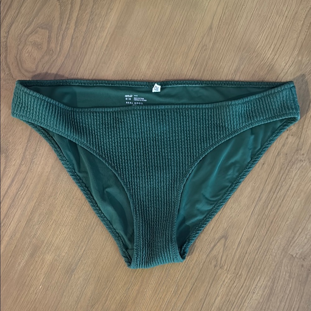 Green Ribbed Bikini Bottom